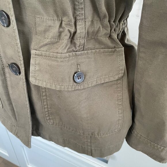 Talbots Petite Casual Military Inspired 100% Cotton Jacket Olive Green Sz P - Picture 5 of 12